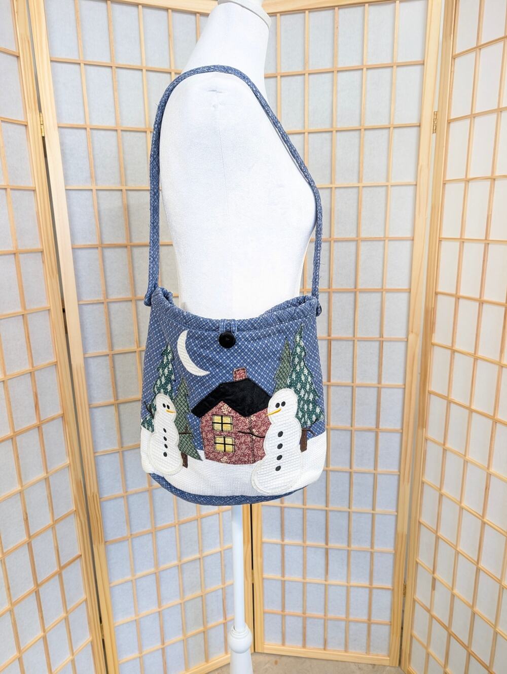 Vtg 2003 Boyds Bears Collectible Snowman Quilted Tote Bag Christmas shoulder bag